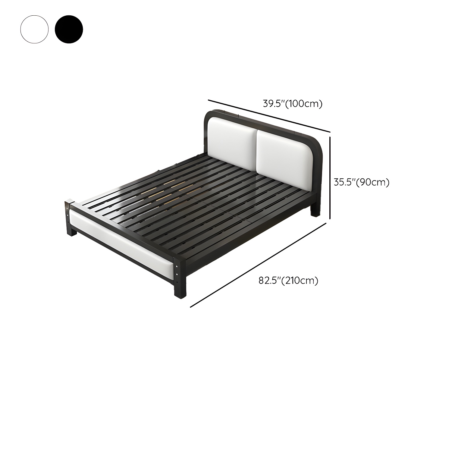 Modern Metal Panel Bed in White/Midnight Black with Easy Assembly - image 12