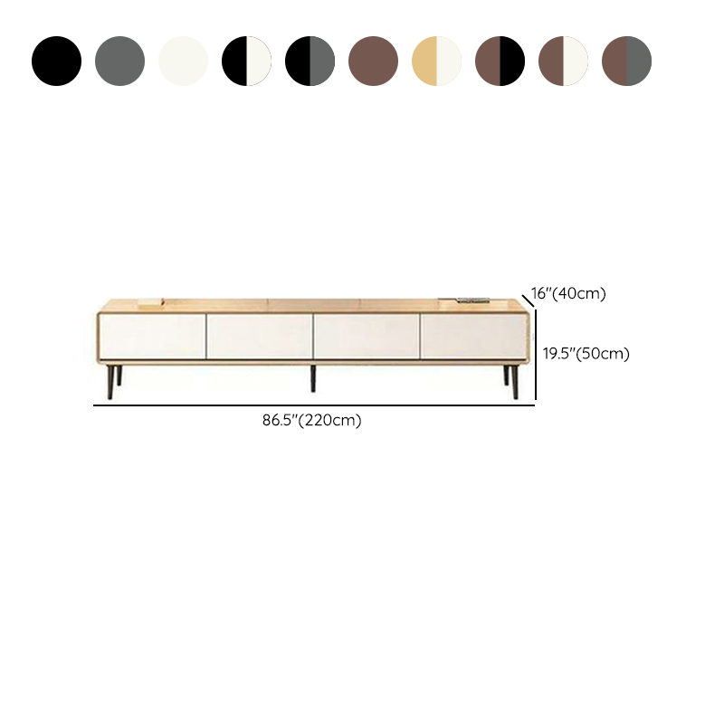 Modern Wooden Long and Low TV Stand with 4 Drawers, No Assembly Required, Dark Tone - image 20