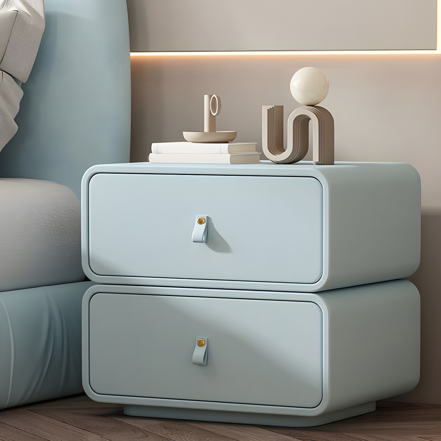 Modernism Bedside Desk Shape in Rectangular with Two-drawer for Bedroom - image 21