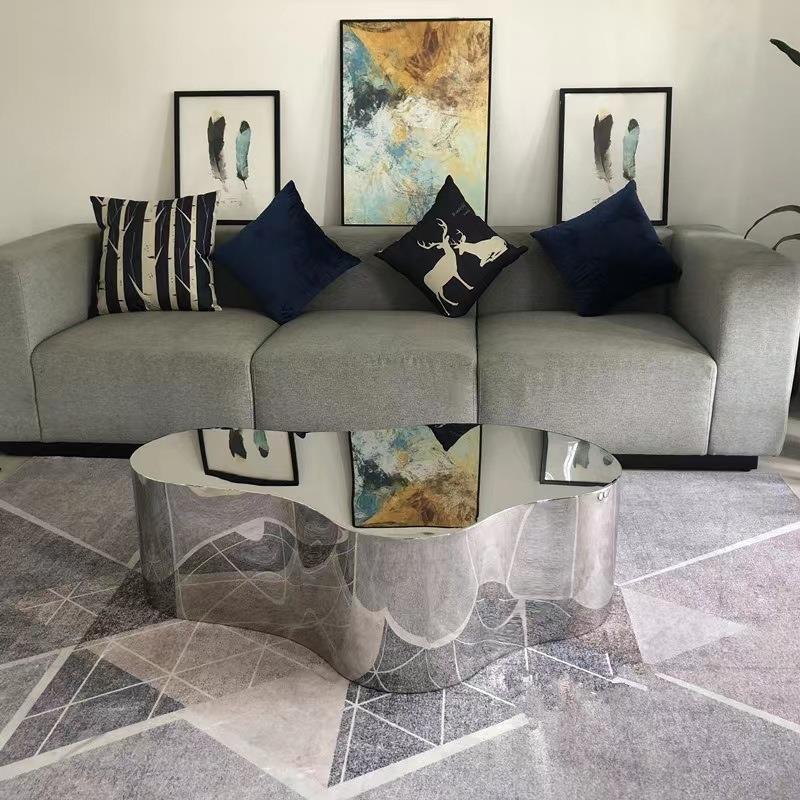 Silver Alloy Irregular/Circular-shaped Accent Table for Small Spaces - image 4
