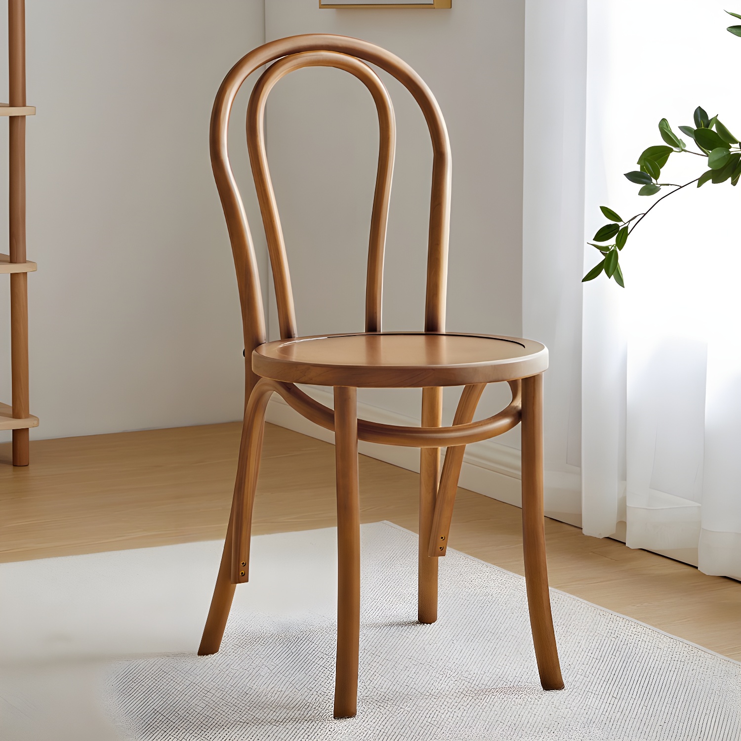 Scandinavian Wooden Side Chair with Standard Height and Armless Design - image 5