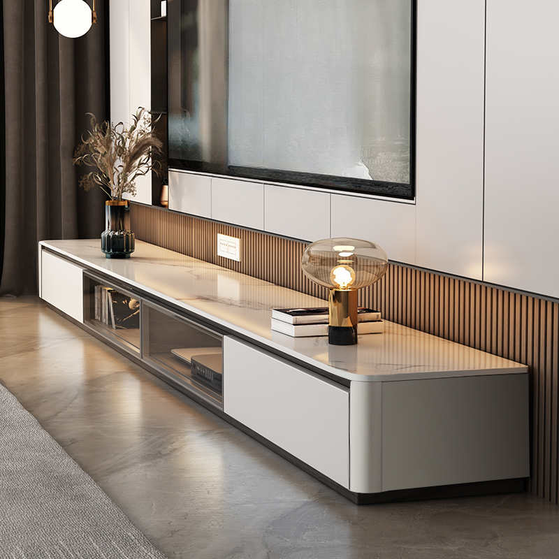 Art Deco Sintered Stone TV Stand for Sitting Room with Multiple Drawers, Storage Cabinet, Cable Management, and Door - image 5