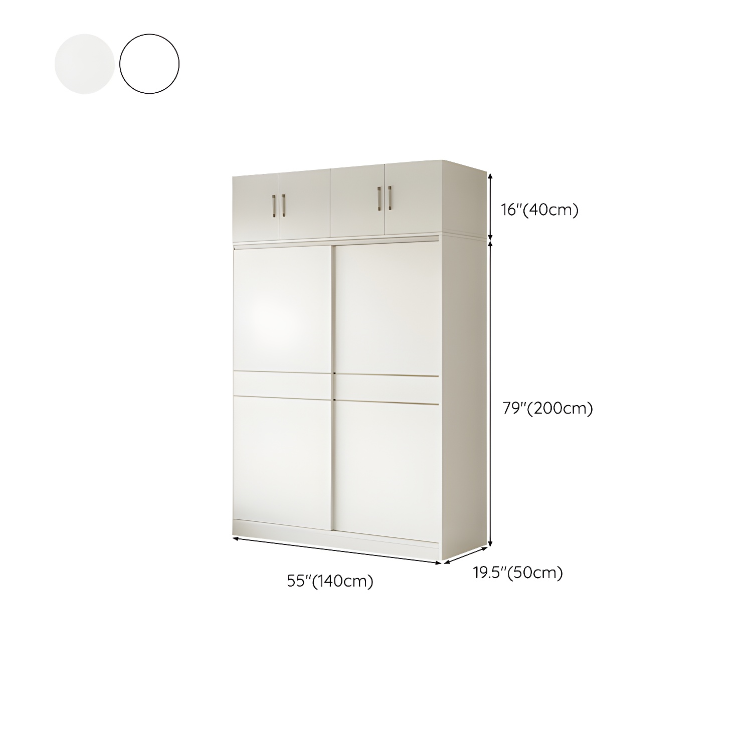 Fashionable Sliding Door Storage Wood Wardrobe with Metal Clothing Rod and Shelves in White Color - image 20