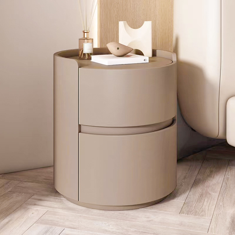 Modern Simple Style Vinyl Leather Nightstand With Drawer Storage, 2 Drawers - image 18