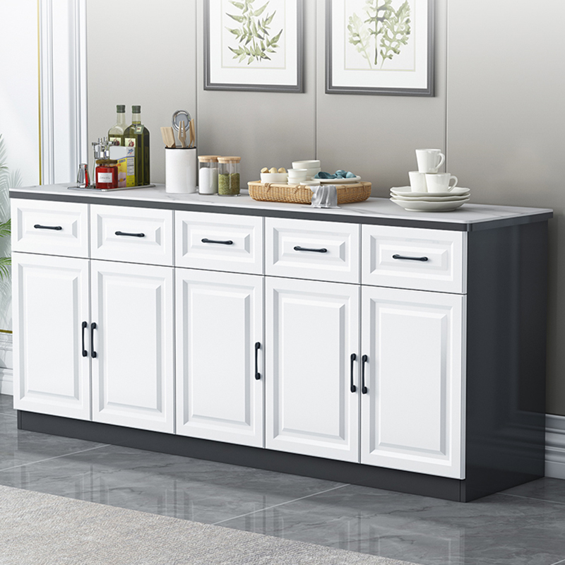 Natural Finish/Light Wood/Ashen Wood Floor Sideboard with Countertop and Kitchen Appliance Storage - image 4