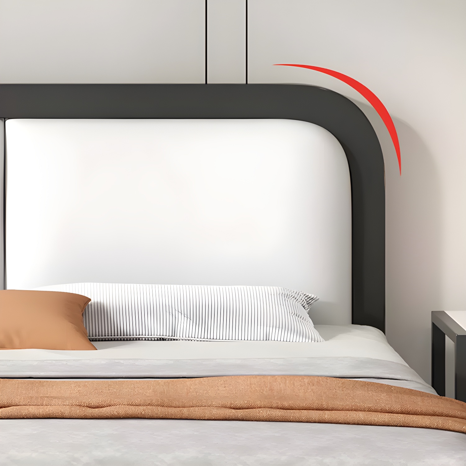 Modern Metal Panel Bed in White/Midnight Black with Easy Assembly - image 11