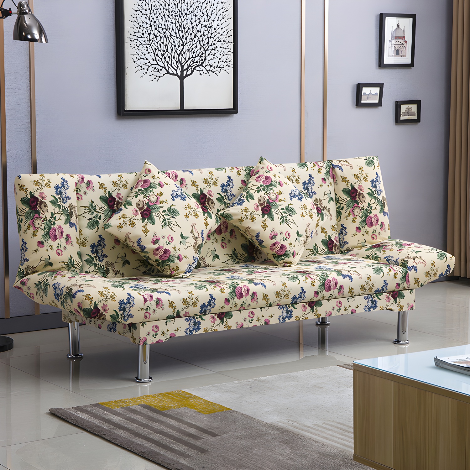 Silver Transitional Modern Tight Back Sofa Bed 29.53"High Armless Sofa Bed - image 39