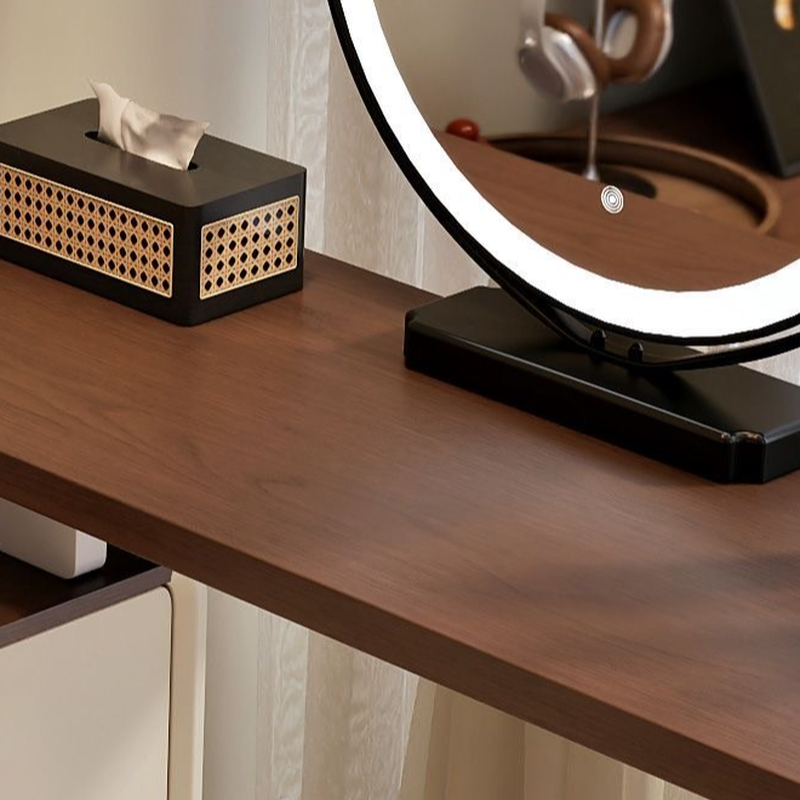 Large Vanity Set with White Seating, 6 Drawers, Mirror Lights, Seat, Lighting, and Scalable Telescopic Design - image 5
