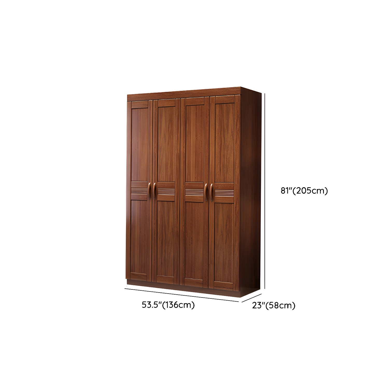 Brown Walnut Solid Wood Wardrobe Traditional Freestanding Wardrobe Armoire - image 11