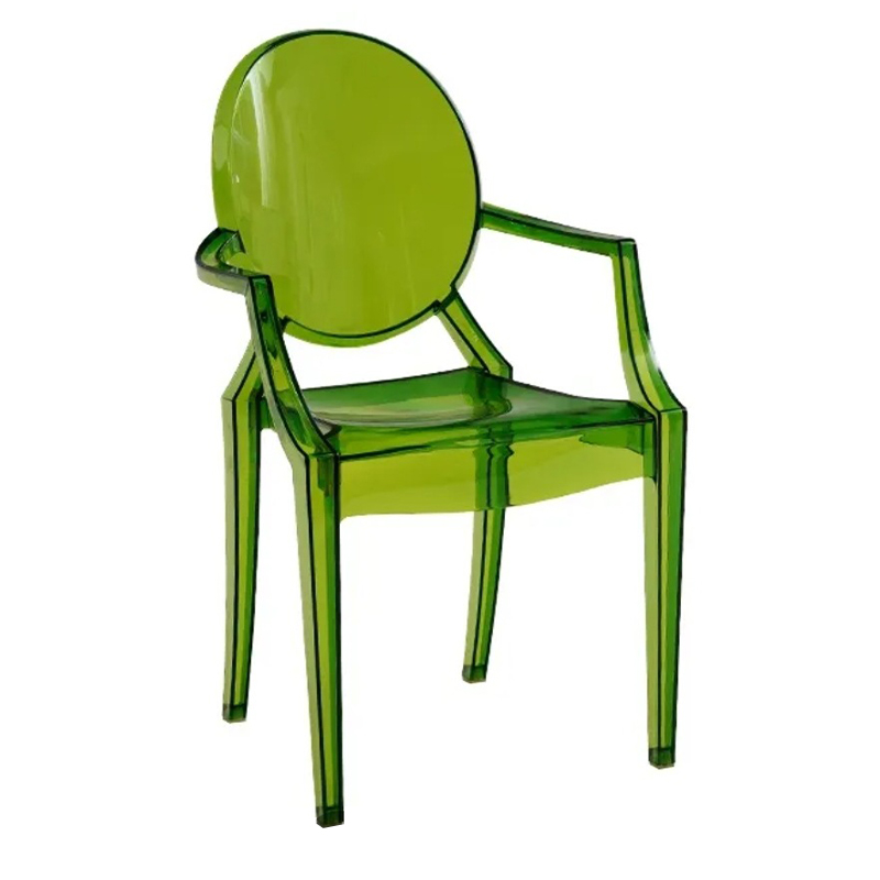 Scandinavian Reliable Arm Chair in Plastic for Dinette with Open Back and Foot Pads - image 4