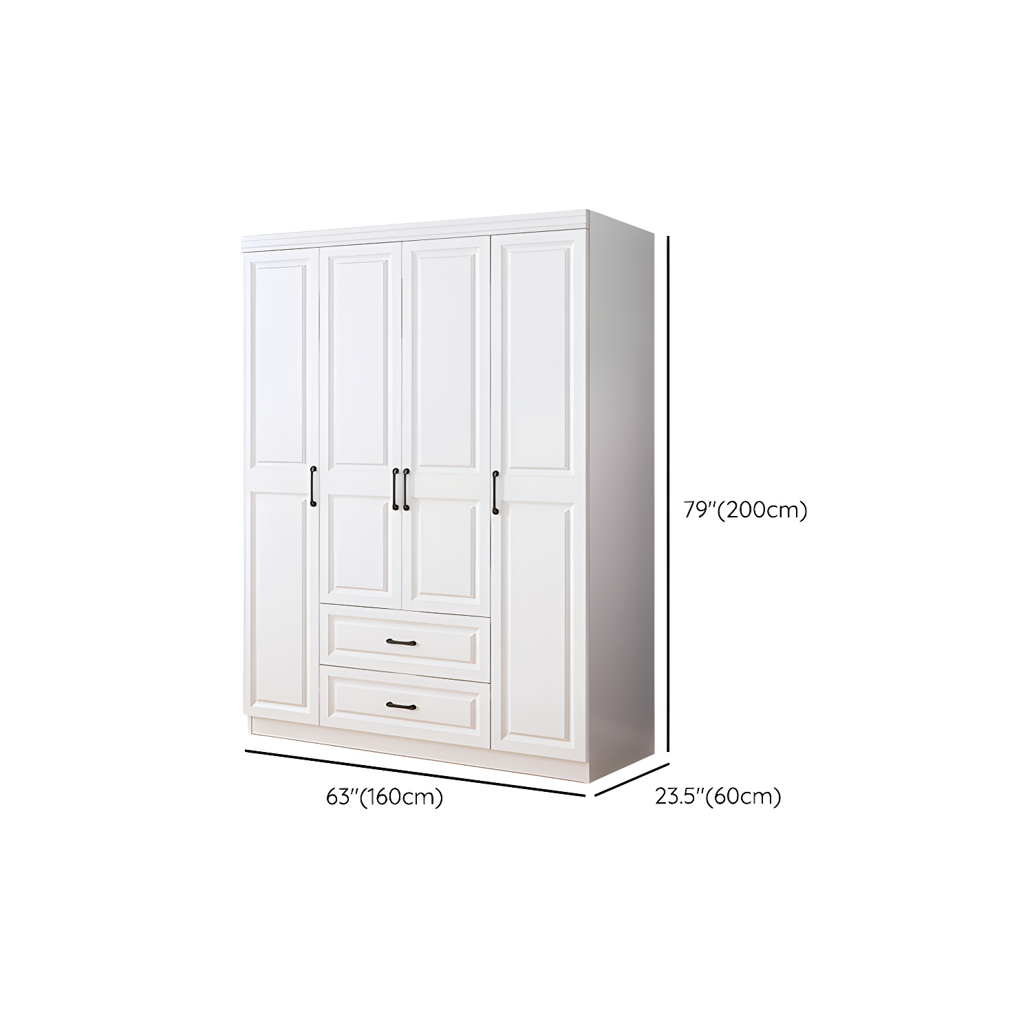 Modern White Wood Wardrobe Armoire with Soft-Close Drawers and Clothing Rod - image 11