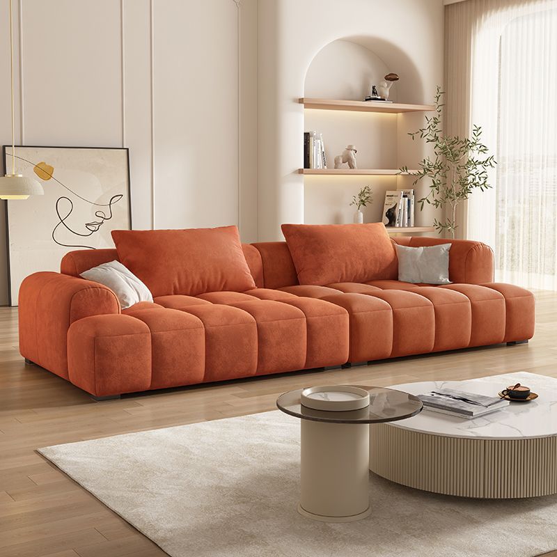 Vibrant Peony/Cerulean/Tangerine Color Sofa Couch with Round Arm and Concealed Support - image 13