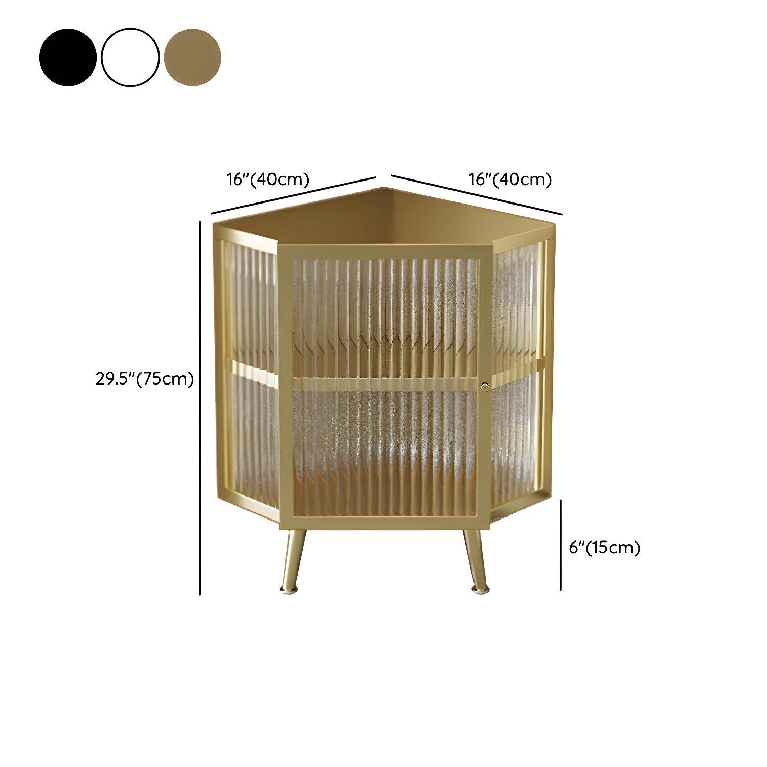 Gold Corner Accent Cabinet with Glass Doors and Metal Shelving - image 11