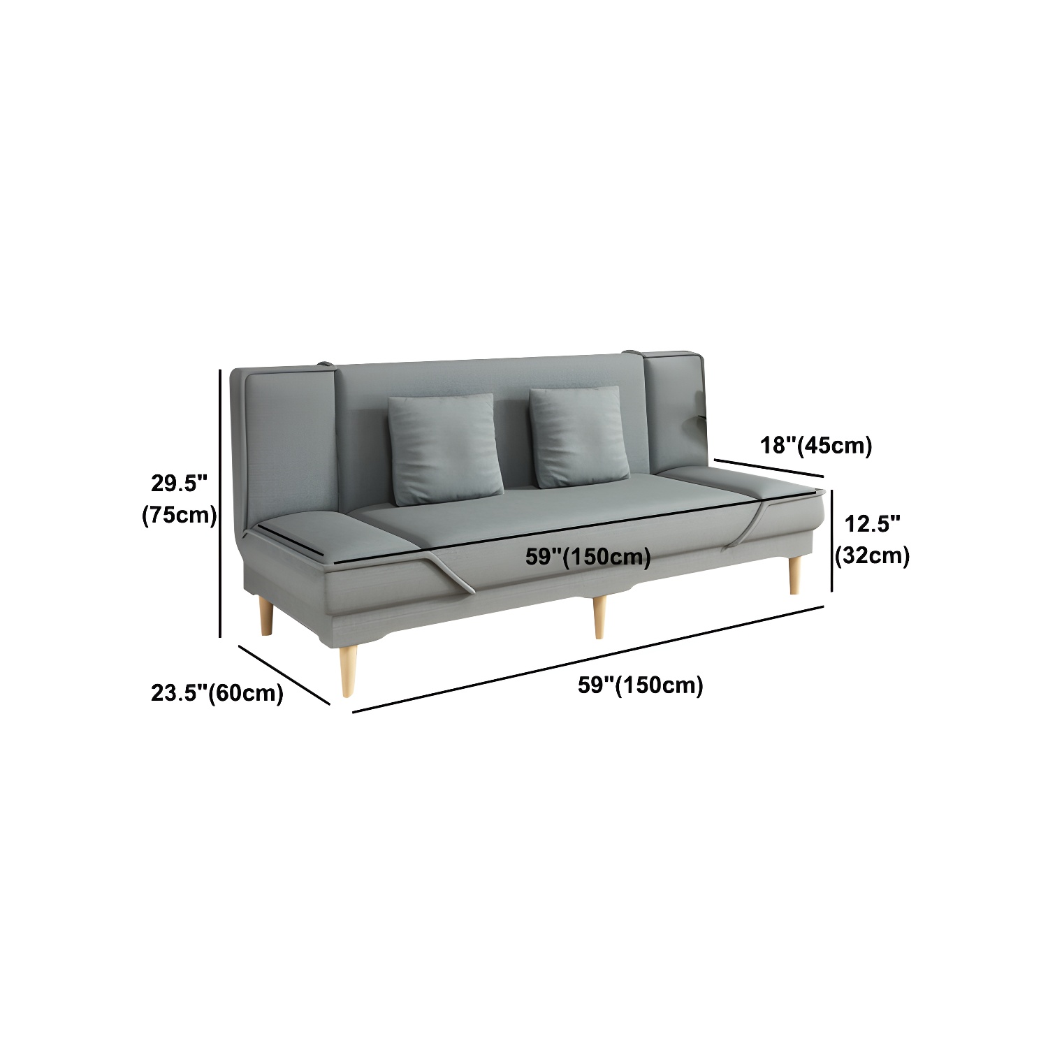 Contemporary Armless Convertible Sofa Linen Foldable Sofa for Apartment - image 23