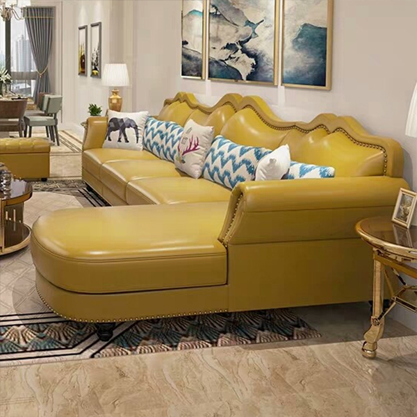 Glam Eco-Leather Flared Arm Sectional Sofa in Large Size with Nailhead Trim - image 11