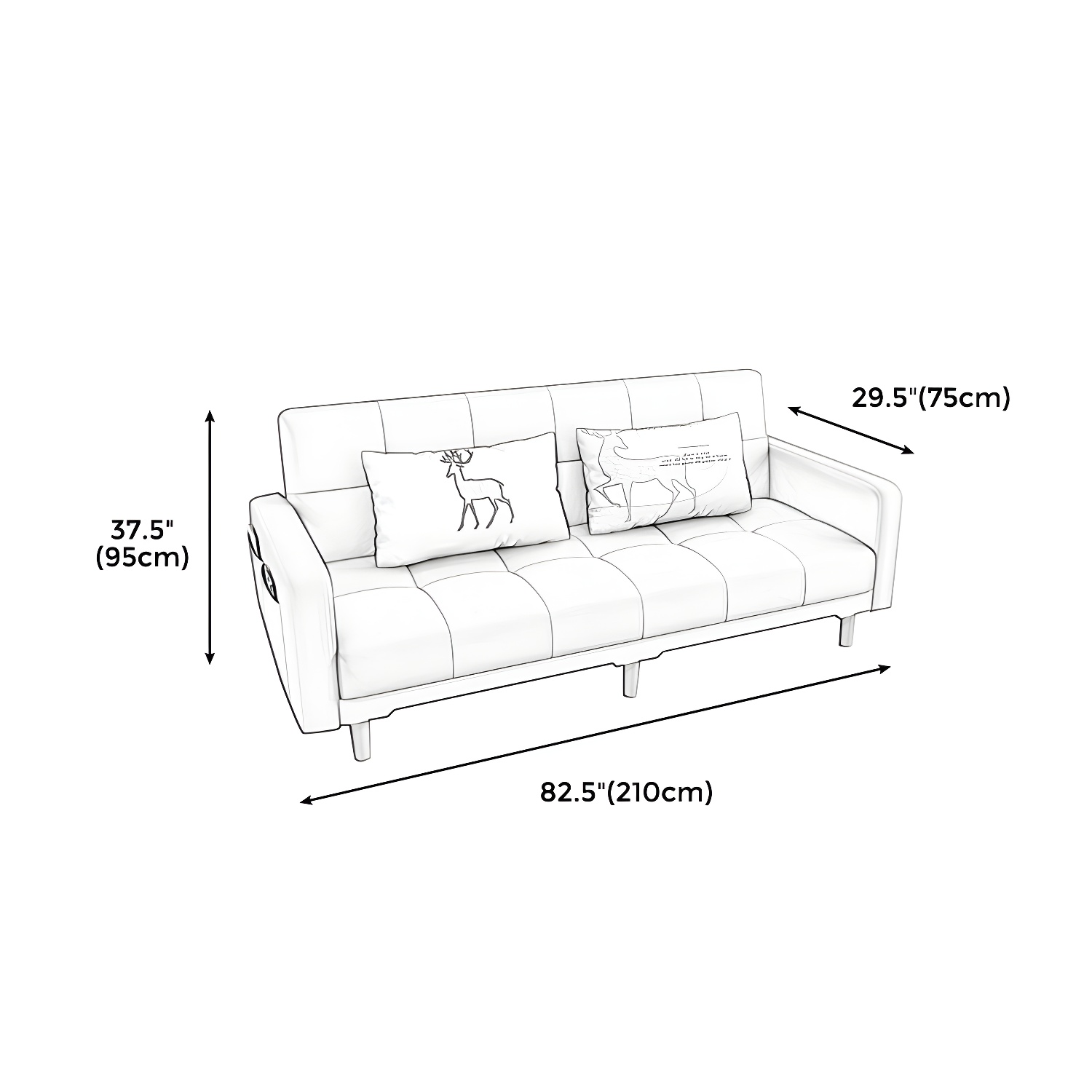 Square Arm Modern Storage Sofa with Biscuit Back Convertible Sofa for Living Room - image 26