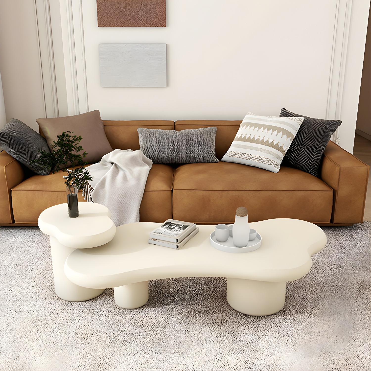 Cloud Shape Coffee Cocktail Table in Solid Wood Modern Style - image 5