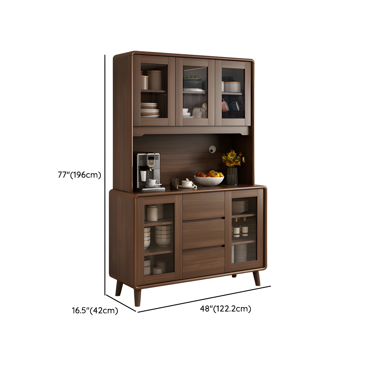 Modern Brown Wood Sideboard with Cabinets and Drawers - Stylish and Functional Buffet for Storage - image 18