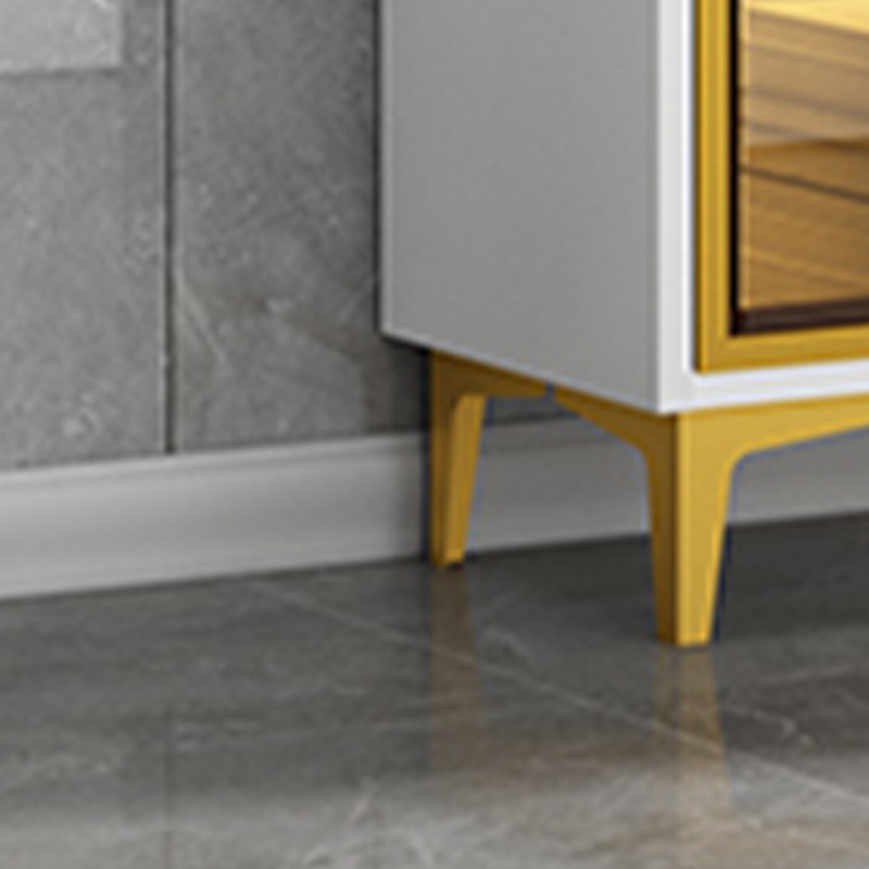 Glam Rectangle Accent Cabinet with Metal Base and Wood Countertop, Glass Doors and Lighting Included - image 9