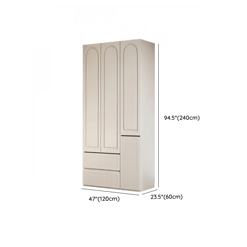 White Minimalist Manufactured Wood Independent Wardrobe Closet with Soft Close Drawer, Soft Close Door, and Interior Shelves - image 15