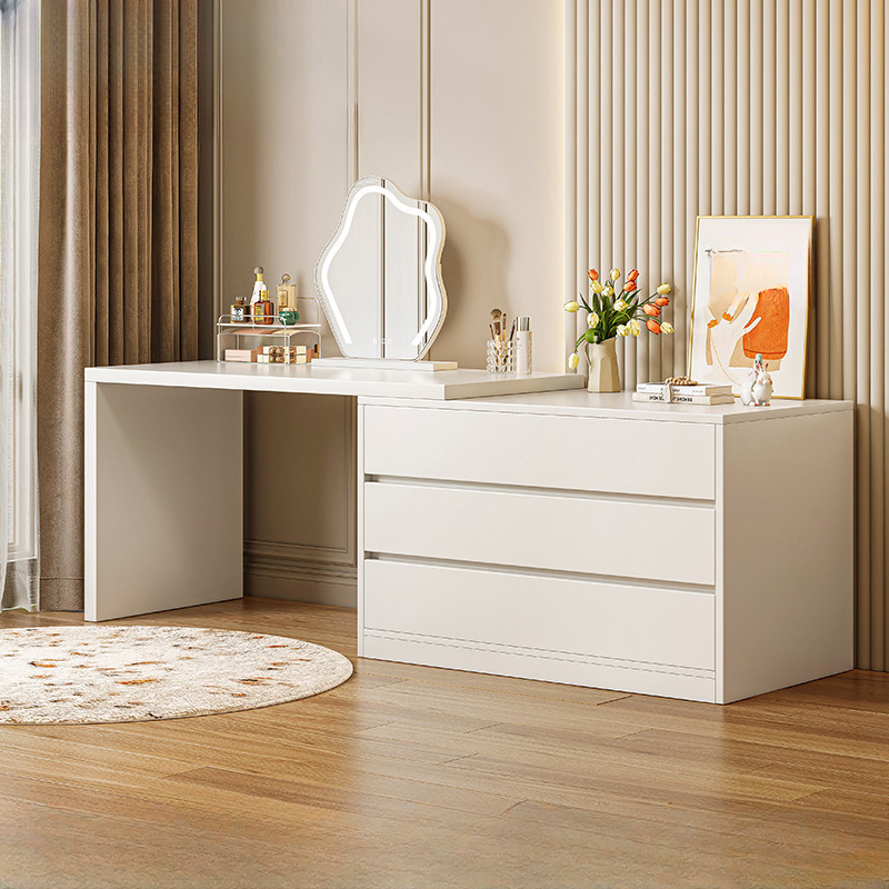 Chalk Modish Wood Makeup Vanity with Standard Length and Non-Upholstered Chair(s) - image 15
