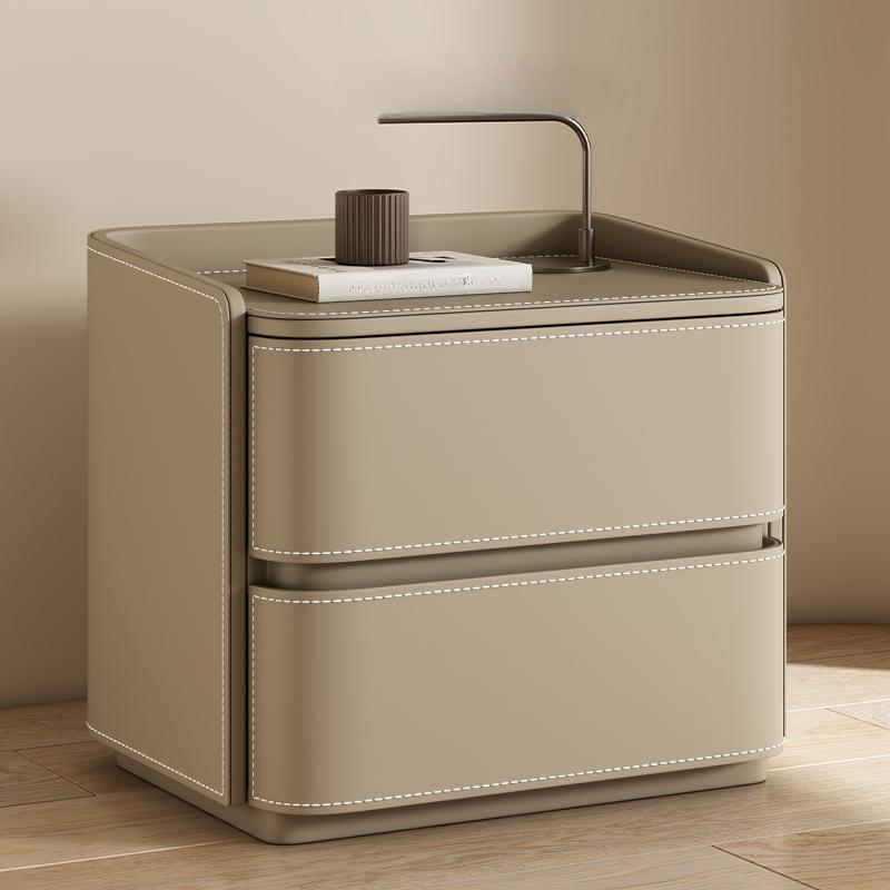 Modish Nightstand With Drawer Organization Featuring 2 Drawers and Pleather Countertop - image 5