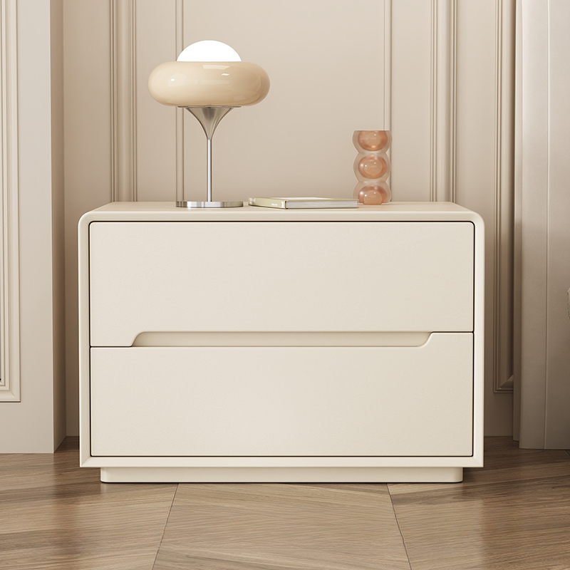 Trendy Drawer Storage Bedside Table with 2 Drawers and Vinyl Leather Countertop - image 5