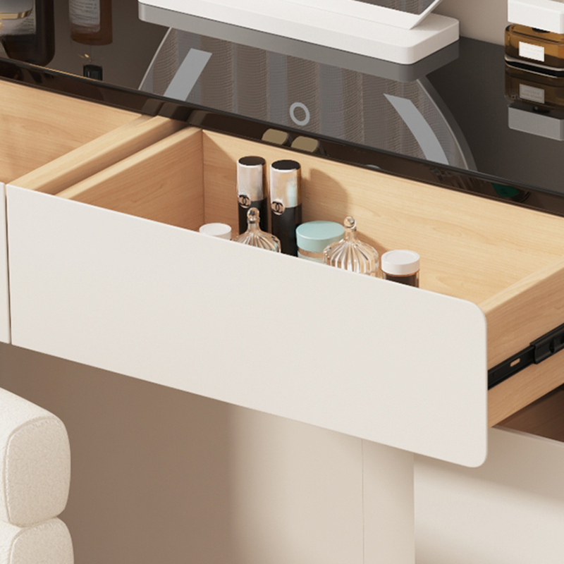 Large/Standard Vanity Set with Vitreous Table Top, White Seating, 8/5 Drawers, Mirror Lights, and Scalable Lighting