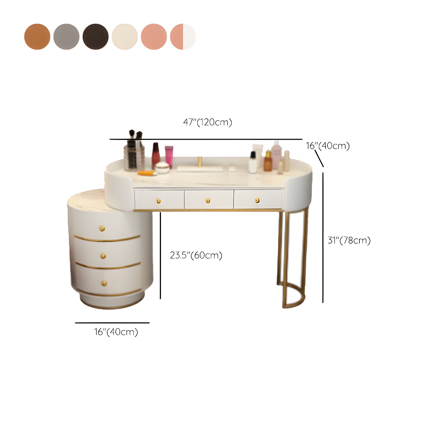 Wooden Makeup Vanity Desk Bedroom Dressing Table Stool Set with Drawer - image 26