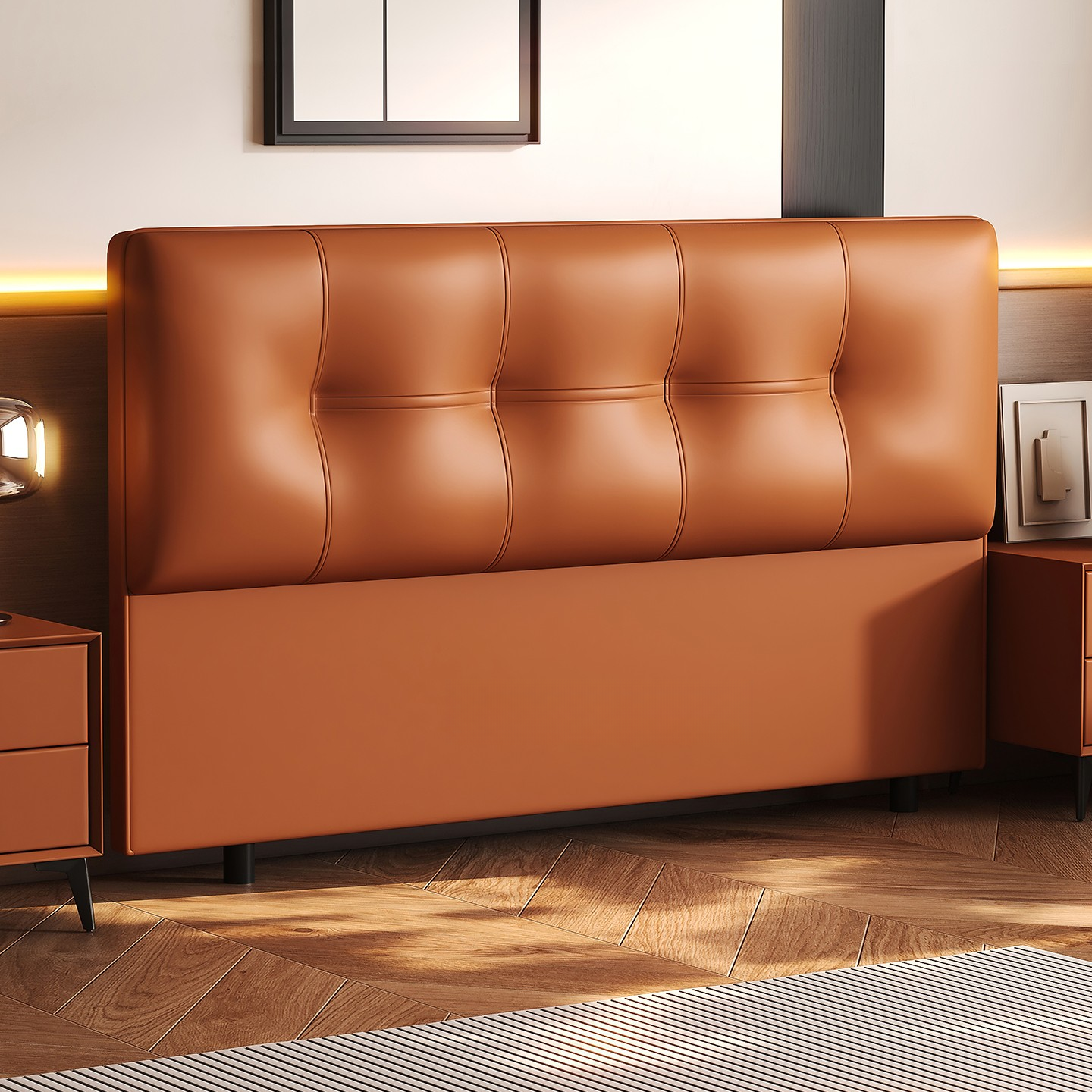 Simplistic Style Panel Headboard with No Distressing, Piled Tufted Rectangular Design for King/Queen/Full Bed, Featuring Sponge Upholstery and Standard Height - image 7