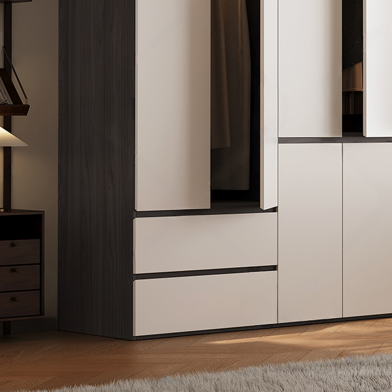 White Minimalist Manufactured Wood Independent Wardrobe Closet with Soft Close Drawer, Soft Close Door, and Interior Shelves - image 5