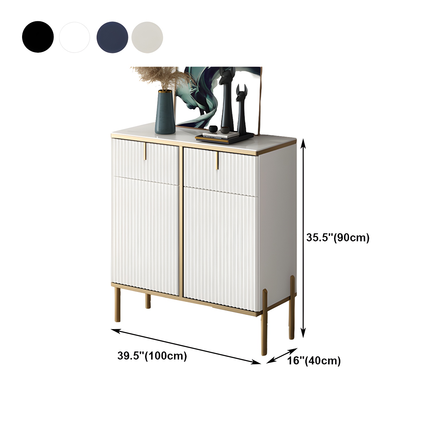Glam Style Buffet Sideboard Sintered Stone Top Server with Door and Drawer - image 16