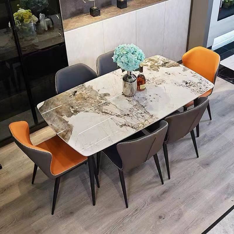 Simplistic Rectangular Slate Stone Dining Table for 4 People/Seats 2/Seats 10, Scratch-proof, Standard Height