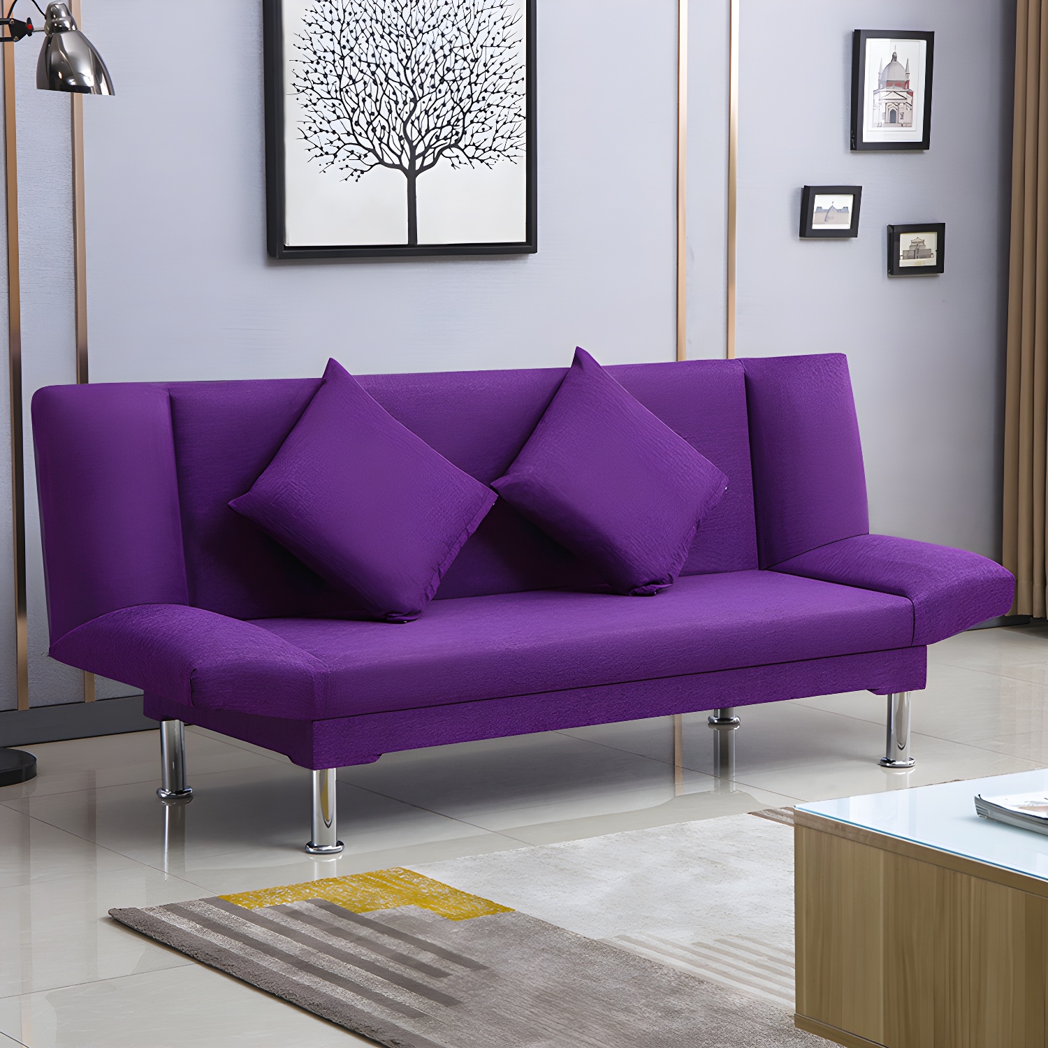 Silver Transitional Modern Tight Back Sofa Bed 29.53"High Armless Sofa Bed - image 17