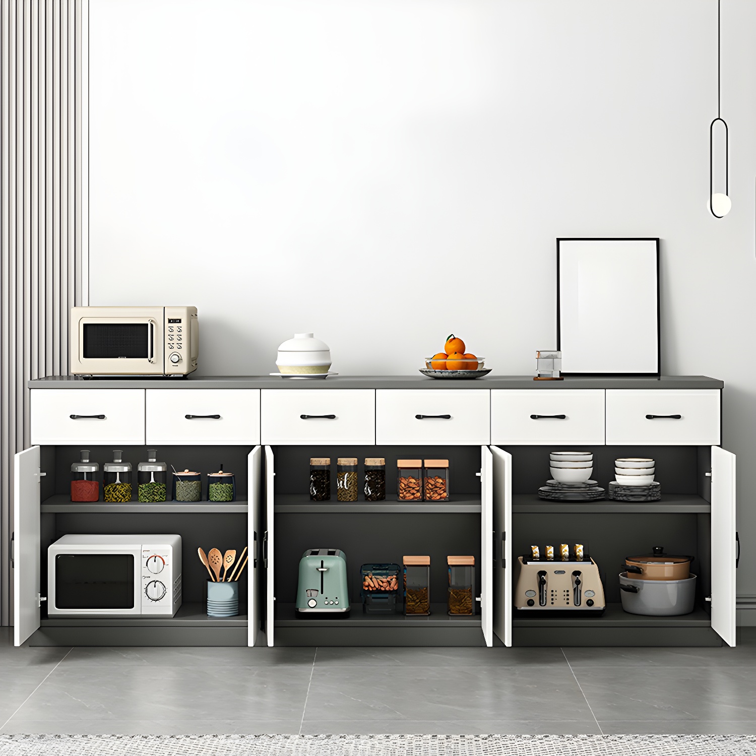 Modern Wood Sideboard Credenza with Drawers and Cabinets - Functional Storage Solution - image 7