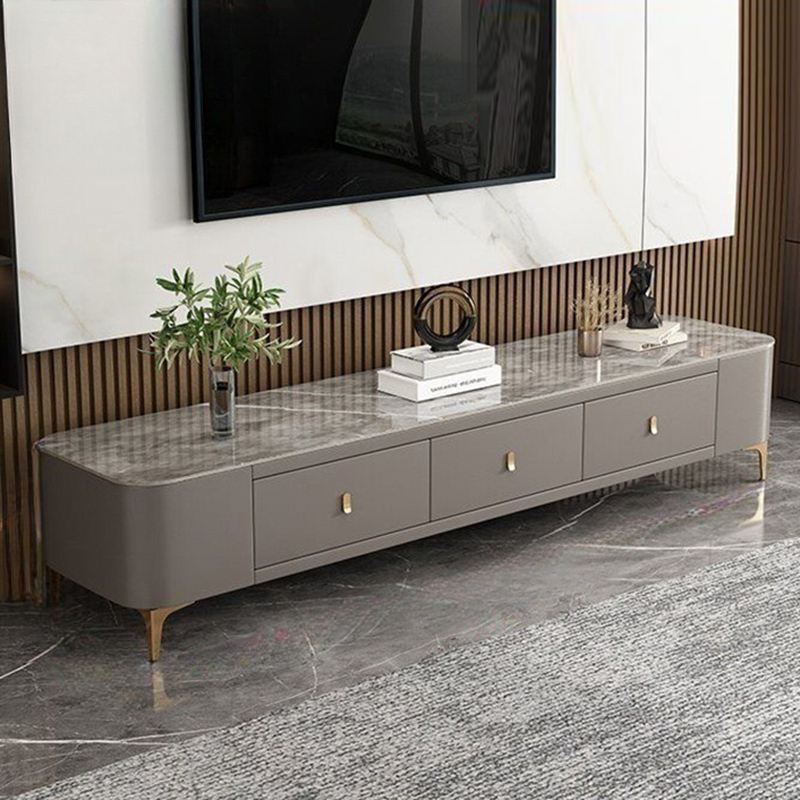 Luxurious Rectangular Glass TV Stand with Storage Drawers, 11.8"W x 15.4"H