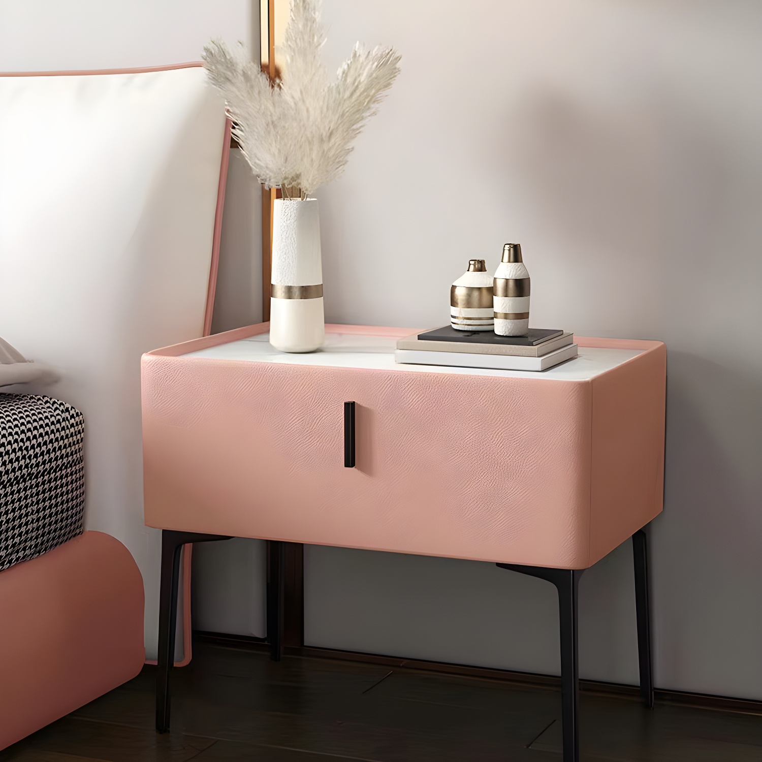 Contemporary 1 Drawer Accent Table Nightstand Antique Finish Bed Nightstand - image 7