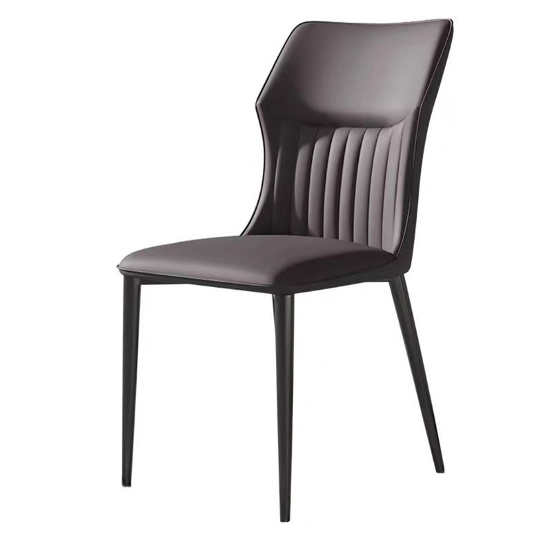 Minimalist Side Chair with Closed Back, Padded Upholstery, and Ink Metal Legs