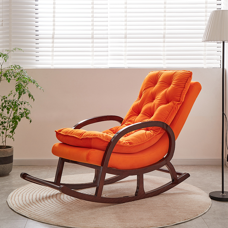 Grey/Blush/Light Green Modish Upholstered Rocking Accent Chair with Round Arm - image 7