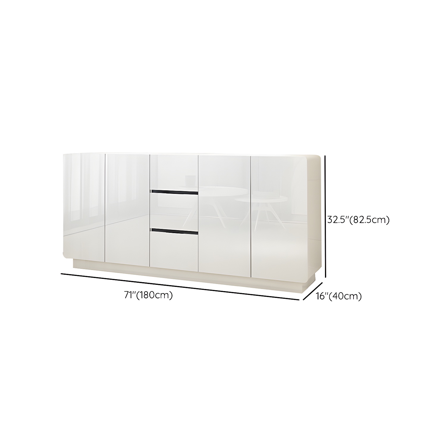 Contemporary White Sideboard Table with Drawers and Adjustable Shelving - image 14