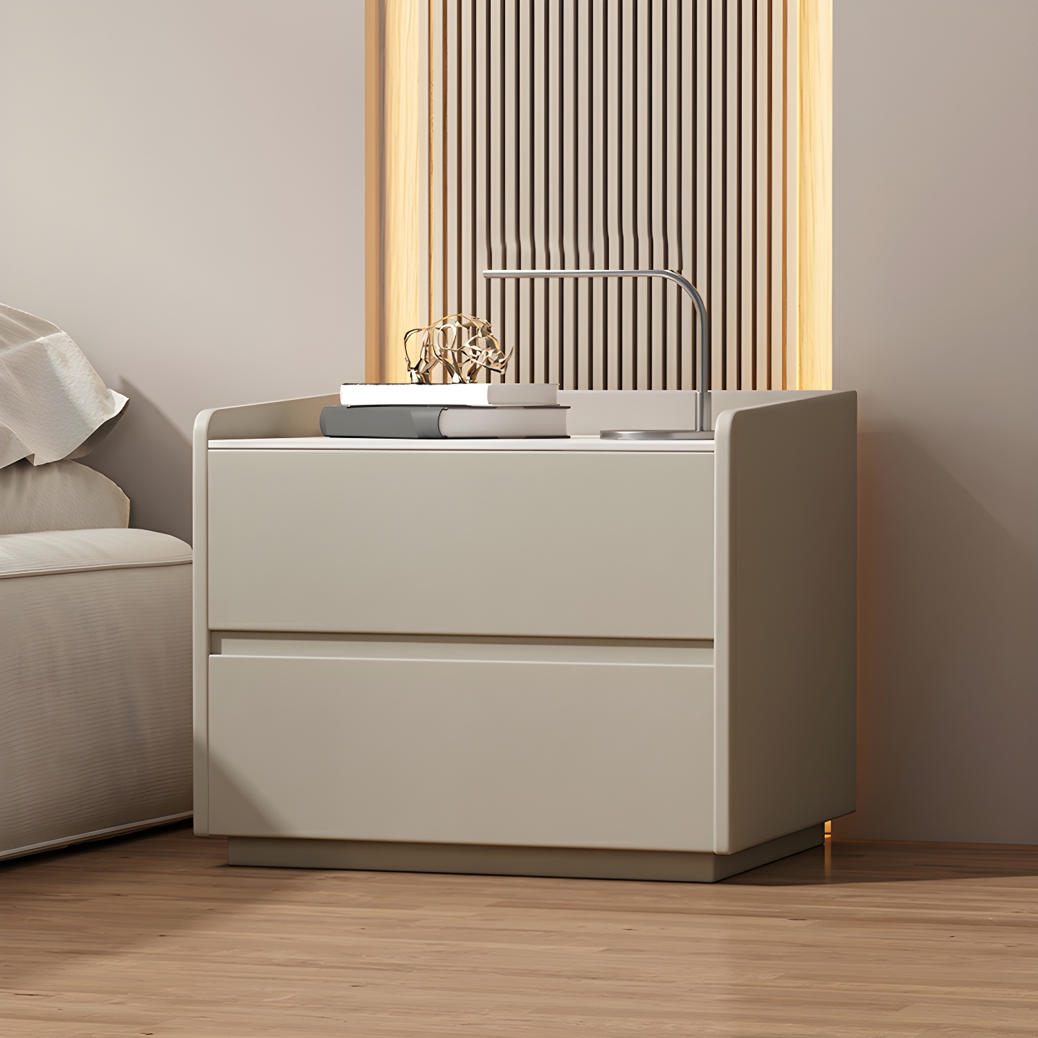 White Slate Countertop Nightstands Increase The Surrounding Height to Prevent Falling - image 7