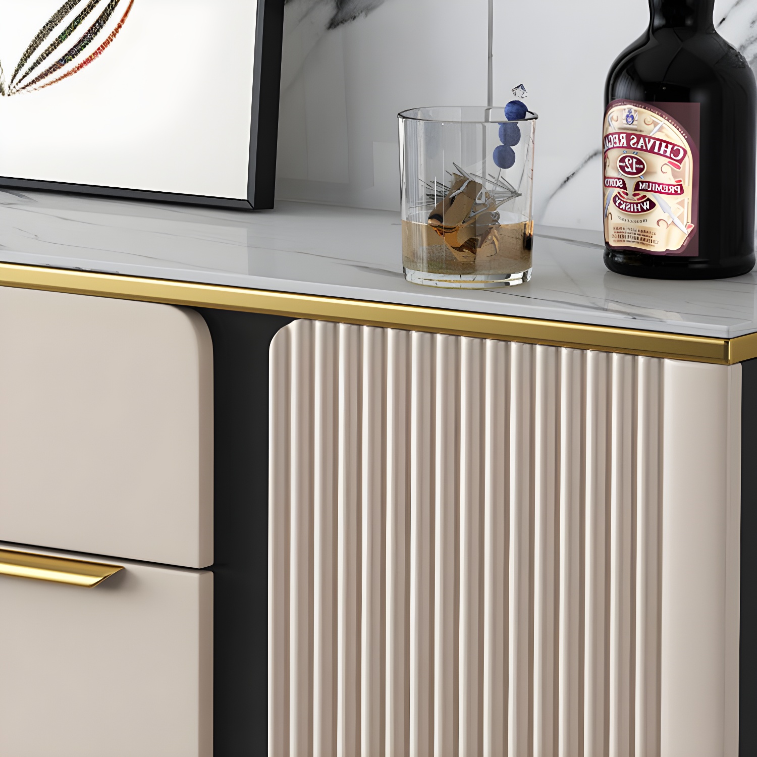 Modernism Sideboard 2 Drawers Server Cabinet with Storage for Dining Room - image 7