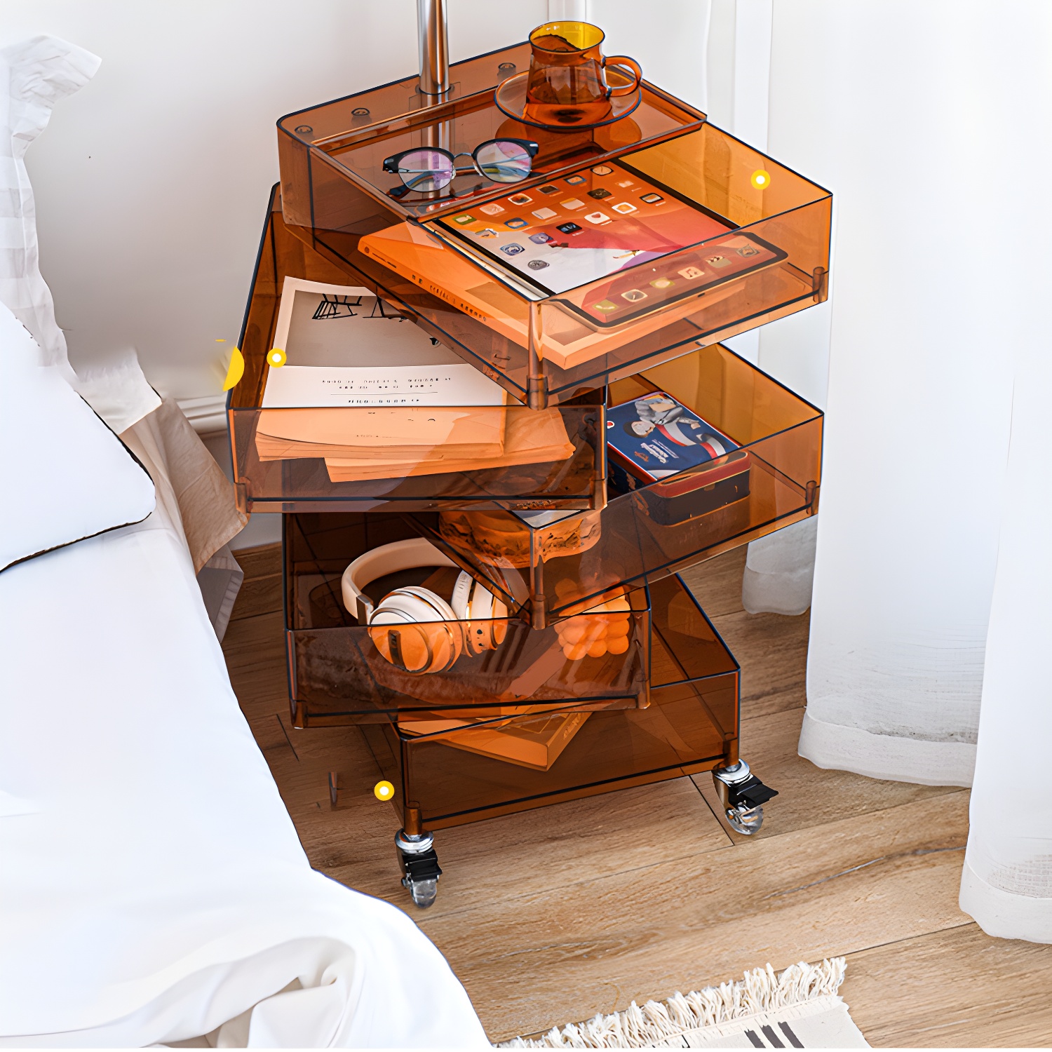 Plastic Five-Drawer Nightstand 28" H Night Table with Casters - image 16