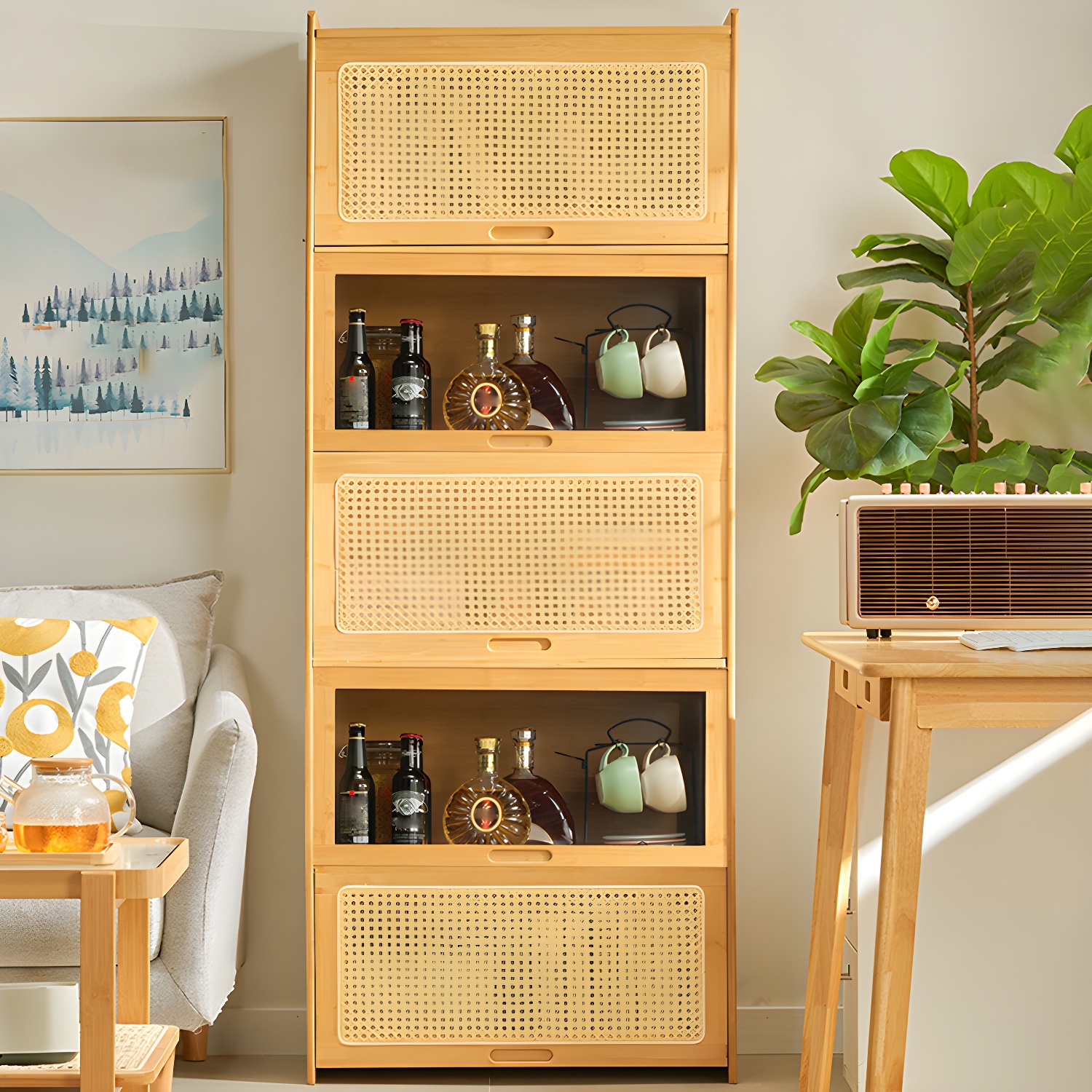 Minimalistic Solid Wood Accent Cabinet Rectangle Storage Cabinet - image 4