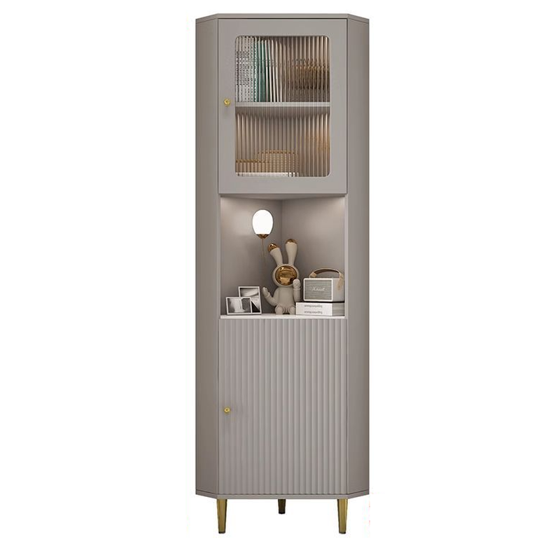 Grey/Beige Engineered Wood Utility Cabinet with Illuminating in a Modern Style - image 4