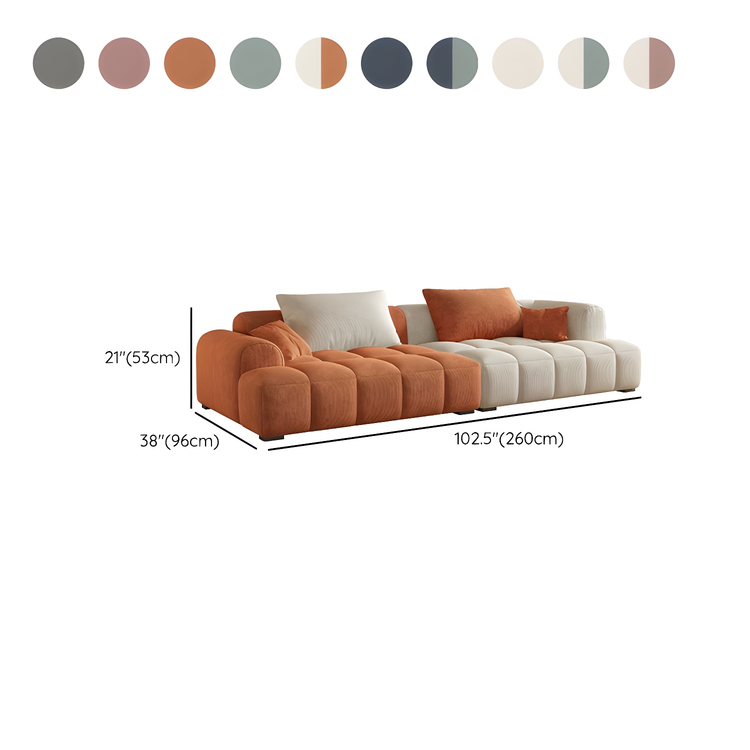 24.8" High Sofa with Tight Back Square Arm Corduroy for Apartment - image 20