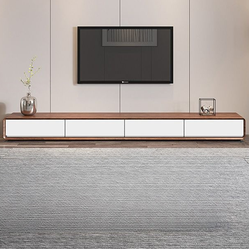 Contemporary Oblong Wood TV Stand Console with Storage Drawers - image 14
