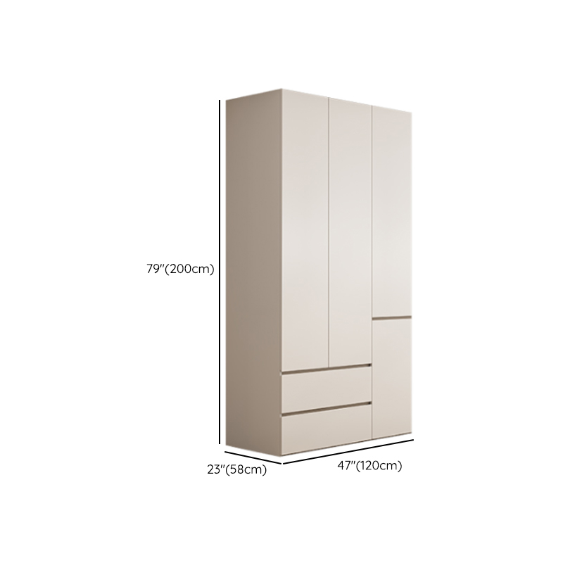 White Minimalist Manufactured Wood Wardrobe Closet with 2 Drawers, Soft Close Door, Interior Shelves, and Clothing Rod - image 12