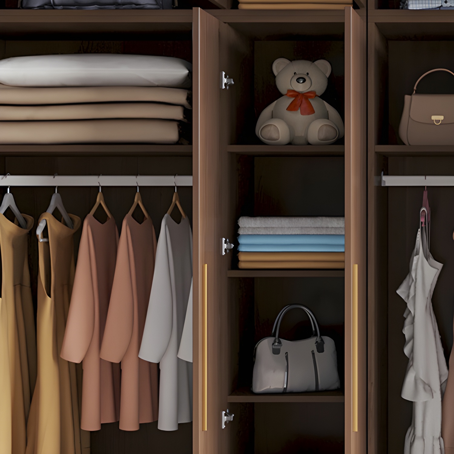 Modern Wood Wardrobe Armoire: 1pc Clothing Rod, Non-Adjust Shelves, Pre-Drilled Holes - image 6