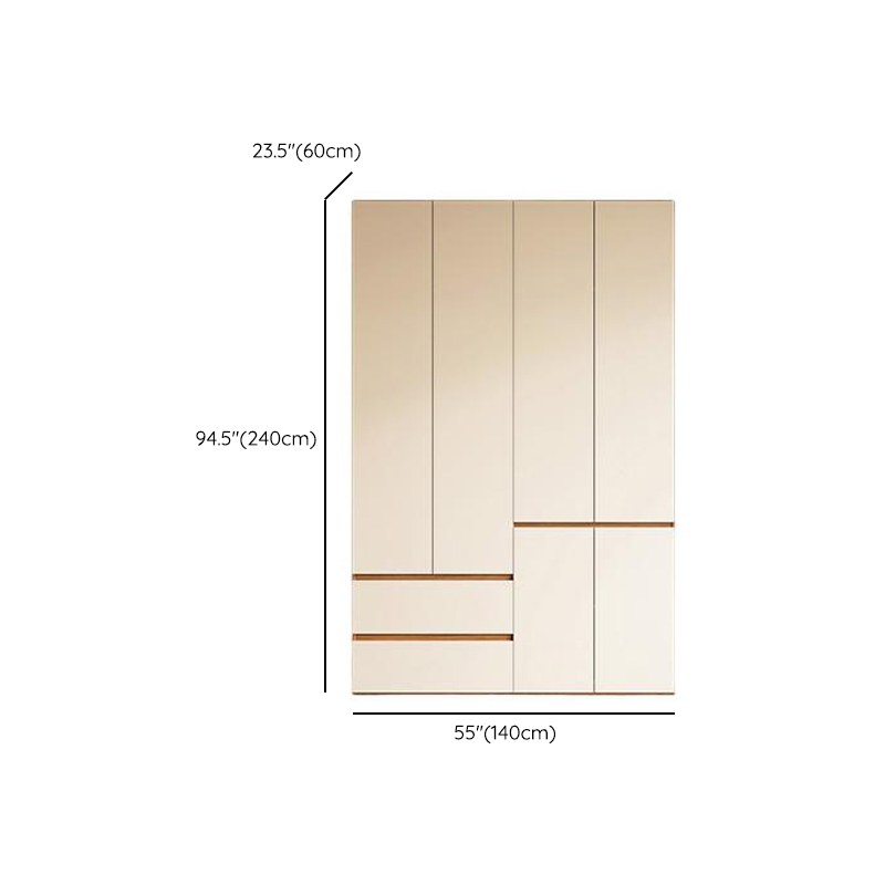 White Minimalist Manufactured Wood Wardrobe Closet with 2 Drawers, Soft Close Door, Interior Shelves, and Clothing Rod - image 13